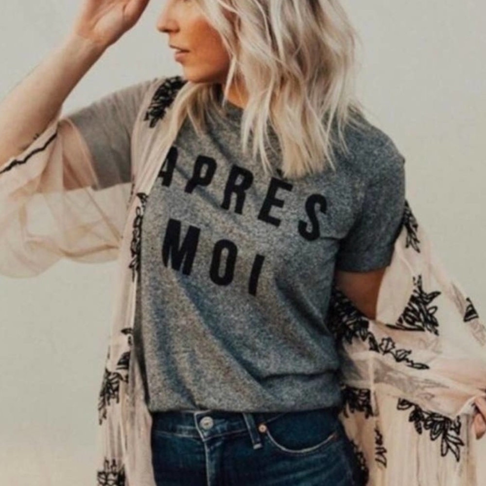 🅰️NTHROPOLOGIE SOL ANGELES Apres Moi Short Sleeve Tee Gray S